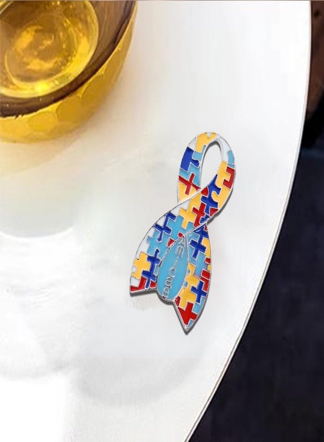 HUSURU Greek ZA Sorority Jewelry Autism Puzzle Piece Ribbon Amicae Pin Brooch Soceity Members Gifts Survivor Jewelry - Image 5